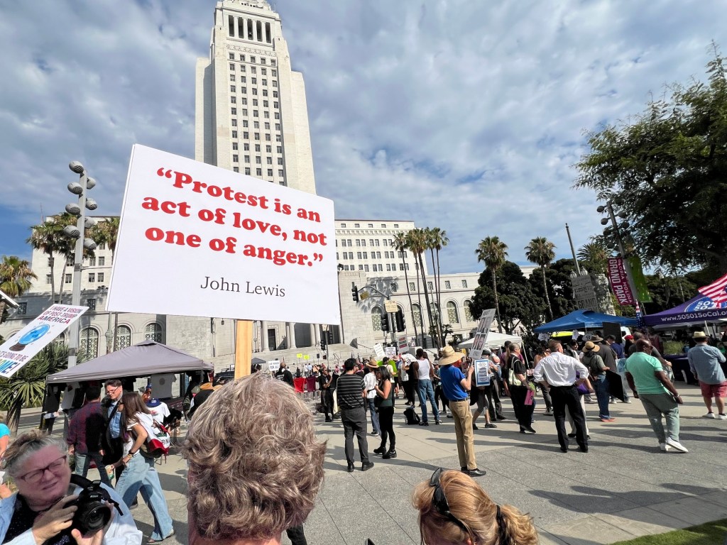Hundreds protest Trump policies at ‘Good Trouble Lives On’ rallies across Southern California – Daily News