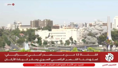 Series of Israeli aristrikes completely eradicatimg the Syrian Military HQ