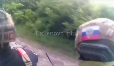 Close view on Ukrainian FPV drone strike