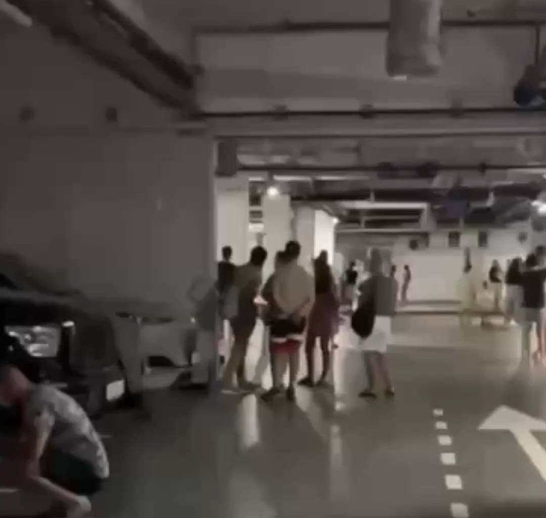 Russian residents sheltering in a parking garage and first floors of hotels during UAV attack in Sochi on July  23. Many were left stranded at the airport due to flights being delayed.  Oil depot was reported to be struck.