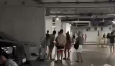 Russian residents sheltering in a parking garage and first floors of hotels during UAV attack in Sochi on July  23. Many were left stranded at the airport due to flights being delayed.  Oil depot was reported to be struck.