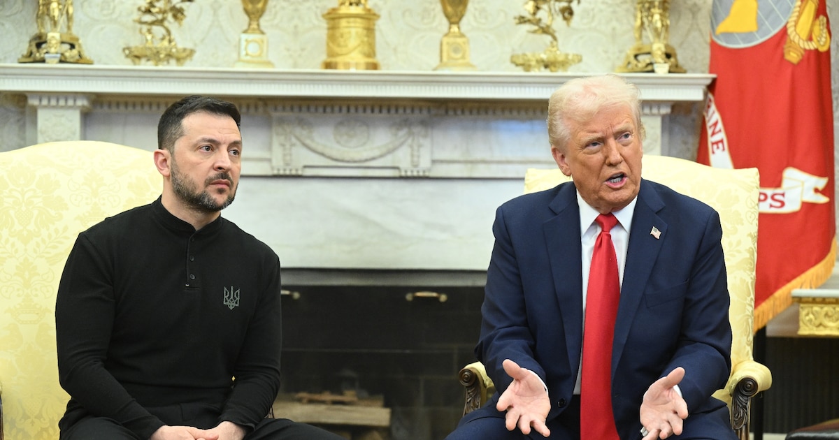 Le président ukrainien Volodymyr Zelensky et son homologue américain Donald Trump à la Maison Blanche, le 28 février 2025