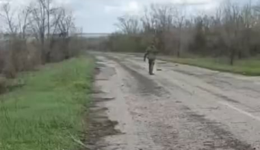 Russian sapper attempts to defuse a mine somewhere in eastern Ukraine (Unknown date)