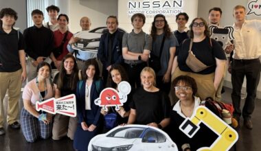 Business students from the Williamson College of Business Administration visiting the Nissan Yokohoma plant during a GLE trip to Japan