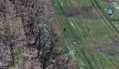 After being wounded by a drone-dropped grenade, a russian invader killed himself with his own grenade. The strike was carried out by Ukraine’s 414th UAV Brigade, 'Birds of Magyar.' The video was posted on July 27, 2025