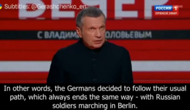 Russian propagandist Solovyev threatens that Russian soldiers will march into Berlin again and will not leave. Only this time, he says, there will be a "nuclear wasteland" instead of a city.