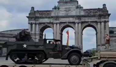 First of our historical vehicles (a m16 half-track to be precise) just arrived in Brussels!