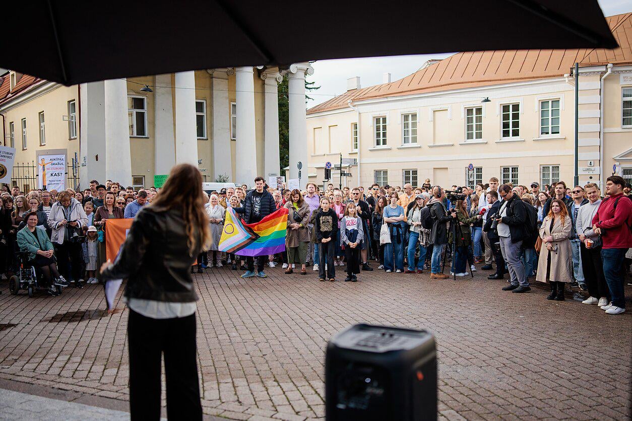 Daukanto aikštėje įvyko protestas „Prezidente, kur Jūsų stuburas?“