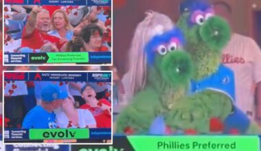 Phillie Phanatic hilariously recreates viral Coldplay kiss cam scandal