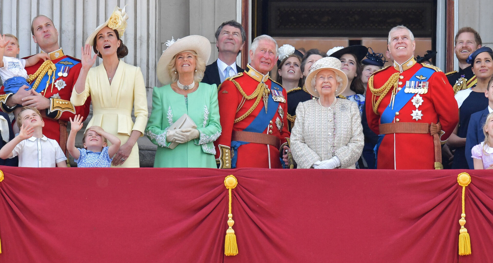The Royal Family gathers on the balcony of Buckingham Palace