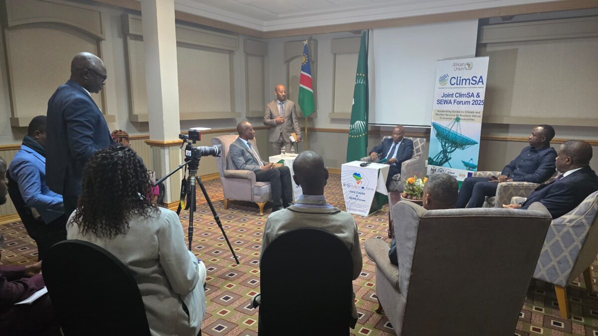 Press conference with AU Commissioner for Agriculture, Rural Development, Blue Economy and Sustainable Environment (ARBE), H.E. Moses Vilakati and representative of the ministry of Works and Transport, Republic of Namibia, Jonas Sheelongo.