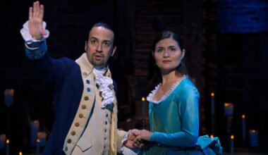 Lin-Manuel Miranda is Alexander Hamilton and Phillipa Soo is Eliza Hamilton in HAMILTON, the filmed version of the original Broadway production.