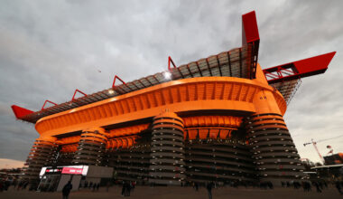 MILAN, ITALY - NOVEMBER 23: General view outside the stadium prior to the Serie A match between AC Milan and Juventus at Stadio Giuseppe Meazza on November 23, 2024 in Milan, Italy. (Photo by Marco Luzzani/Getty Images)