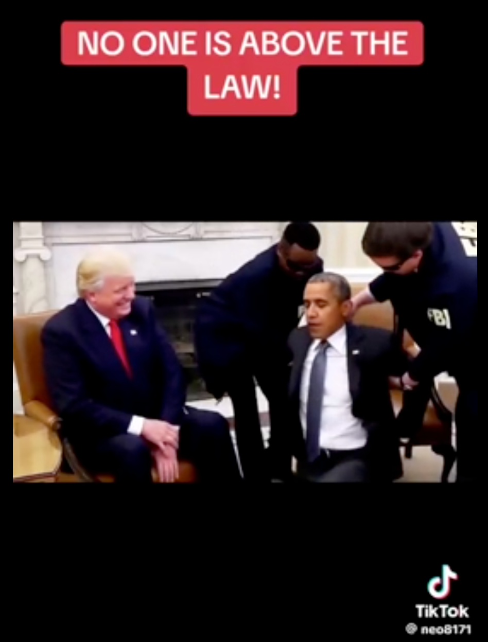 Donald Trump posted the AI-generated clip on Truth Social on Thursday evening as he continues to peddle a conspiracy theory about the former president, conjured by DNI Tulsi Gabbard