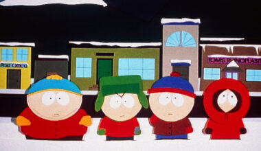 SOUTH PARK, from left: Eric Cartman (voice: Trey Parker), Kyle Broflovski (voice: Matt Stone), Stan Marsh (voice: Trey Parker), Kenny McCormick (voice: Matt Stone)