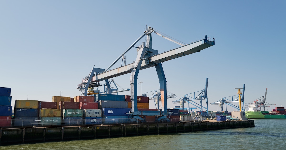 Un terminal à conteneurs dans le port de Rotterdam, le 3 avril 2025
