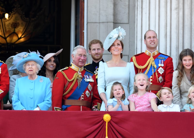 Queen Elizabeth II, Prince Charles, Prince of Wales, Meghan, Duchess of Sussex, Prince Harry, Duke of Sussex, Catherine, Duchess of Cambridge, Prince William, Duke of Cambridge, Princess Charlotte of Cambridge, Savannah Phillips and Prince George of Cambridge