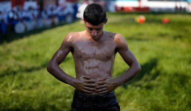 Photos show Turkey's youngest oil wrestlers keeping a 14th-century tradition alive