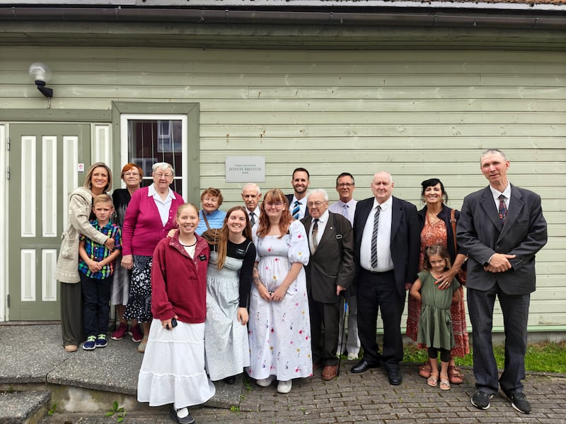 Former missionary Lance McGavin and his family visit the Pärnu branch in Pärnu, Estonia, June 29, 2025.