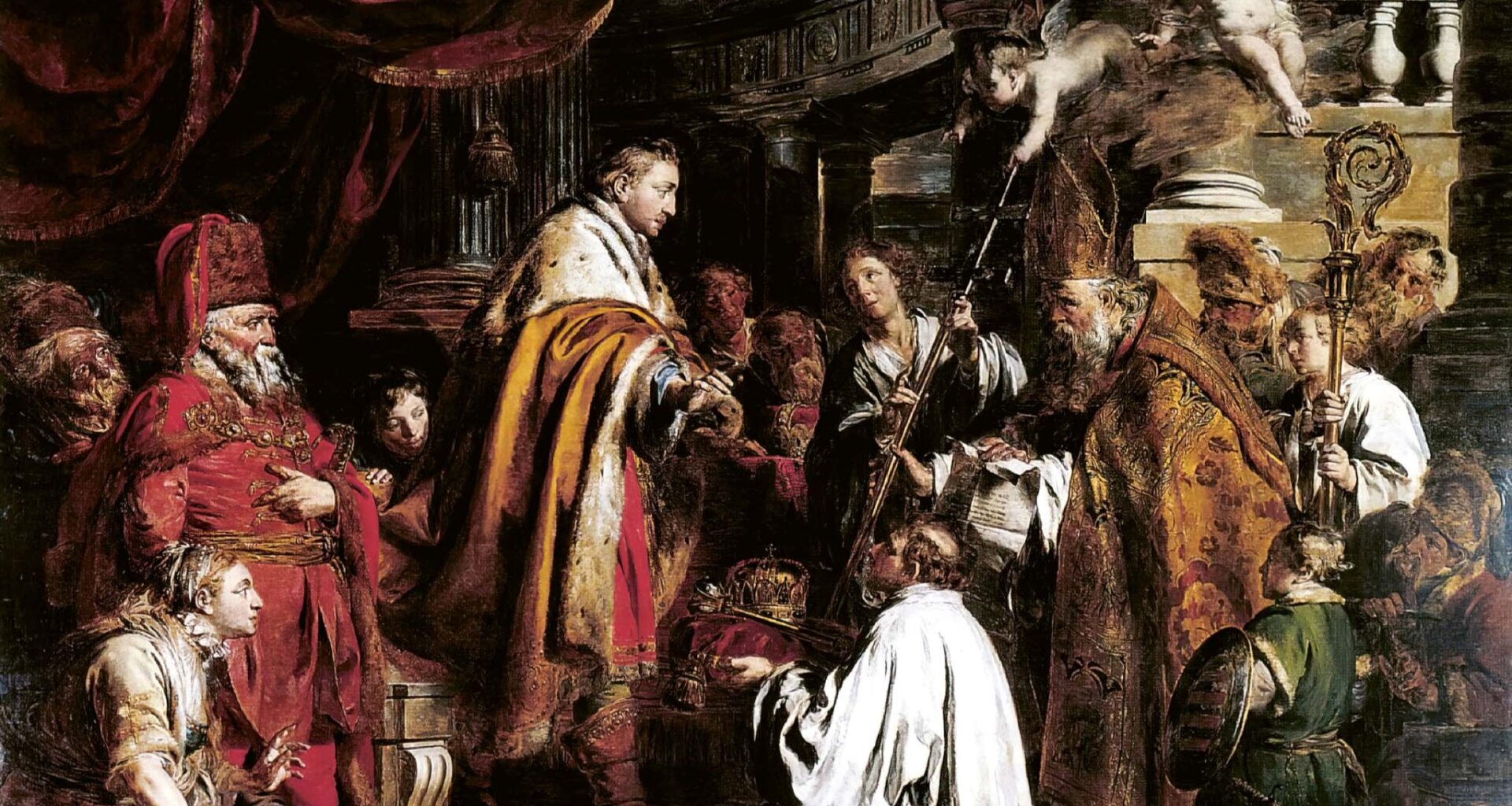 Pieter Jozef Verhaghen, Saint Stephen, King of Hungary Receiving the Legate (1770). Museum of Fine Arts, Budapest, Hungary