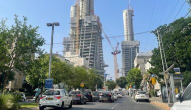 Residential towers under construction in Kikar Hamedina, Tel Aviv  credit: Noy Maya