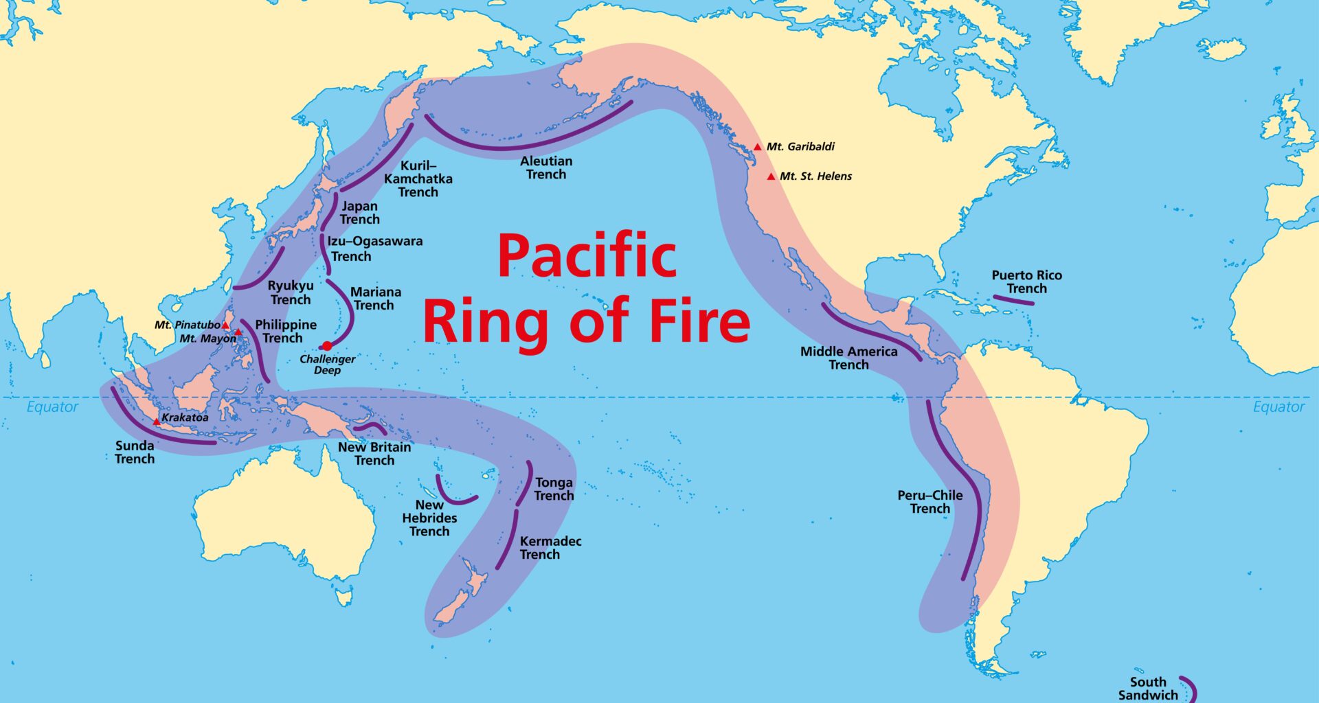 A world map highlights the Ring of Fire.