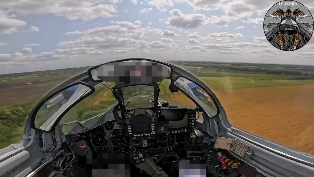 Cockpit perspective from inside a Ukrainian MiG-29 fighter jet on its way to attack a Russian position with GBU-39 bombs.