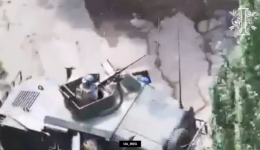 Group of fleeing Russians is spotted and Magdumped by Ukrainian SOF fighter who set up ambush behind the building being attacked by heavy machine gun fire and FPV from the front during urban fighting in Pivnichnoye, near Toretsk, Donetsk region [August 2024]