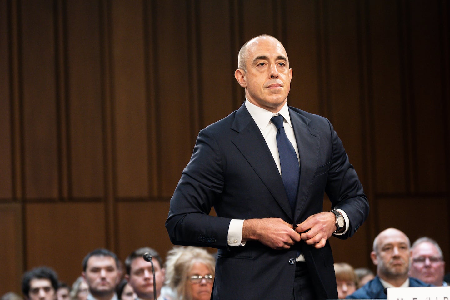 Emil Bove arrives to testify at his confirmation hearing before the Senate Judiciary Committee on Capitol Hill in Washington, June 25, 2025.