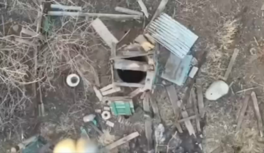A Russian soldier hid in a pipe and was launched several meters into the air after being hit by a drone