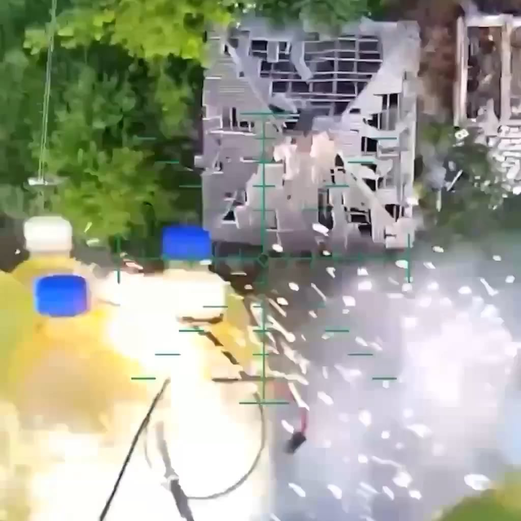 Footage shows a Ukrainian UAV dropping a homemade incendiary bomb into a civilian house that is occupied by Russian soldiers.