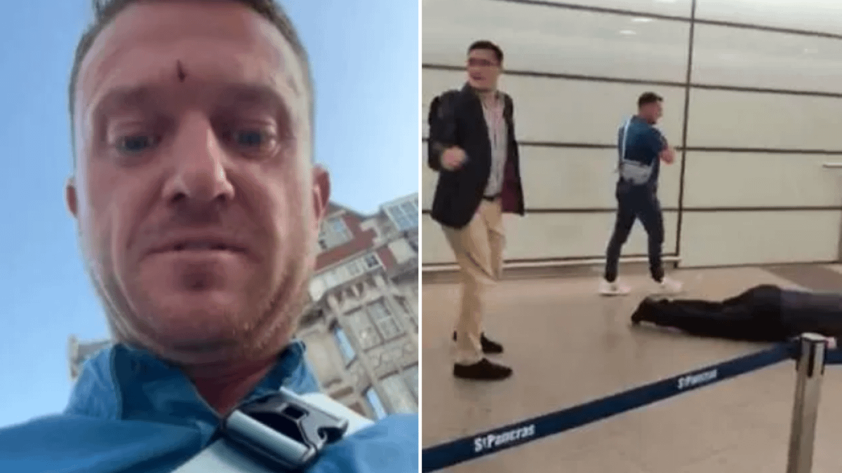 Tommy Robinson leaves UK after being filmed at alleged assault