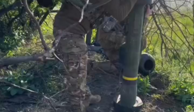 Ukrainian anti-tank operator fires an FGM-148 Javelin ATGM and hits Russian armored vehicle [unknown date/location]
