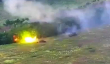 Ukrainian T-72AMT and BTR-4E fire at Russian infantry in the tree line at close range, causing casualties, 3rd Tank Brigade, Kharkiv Oblast, summer 2025