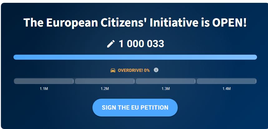 We made it! Almost... There will be a lot of invalid signatures, so we probably need another 100k to be safe. Please sign it if you haven’t already. The more we get, the better — there’s no upper limit.