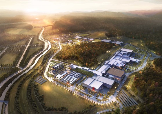 The heavy ion accelerator construction site in Daejeon is seen in this uncredited and undated rendered image. [JOONGANG ILBO]