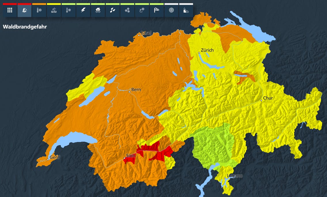 Laut Meteoschweiz droht auch in anderen Kantonen eine erhebliche Brandgefahr.
