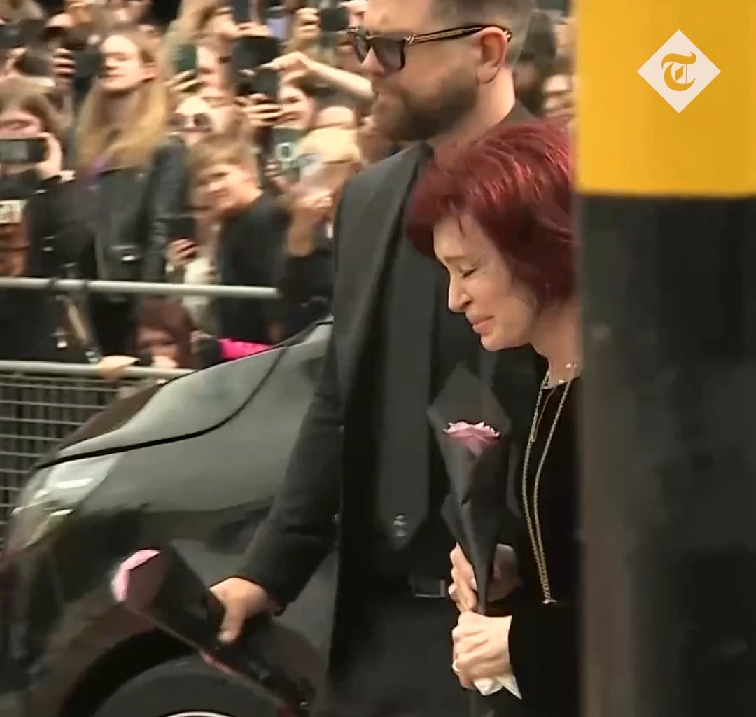 Sharon Osbourne cries and makes sign to cheering crowd as family leads tributes to Ozzy Osbourne