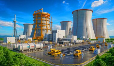 Illustration of advanced nuclear reactors and innovative fuel production initiatives, generated by artificial intelligence.