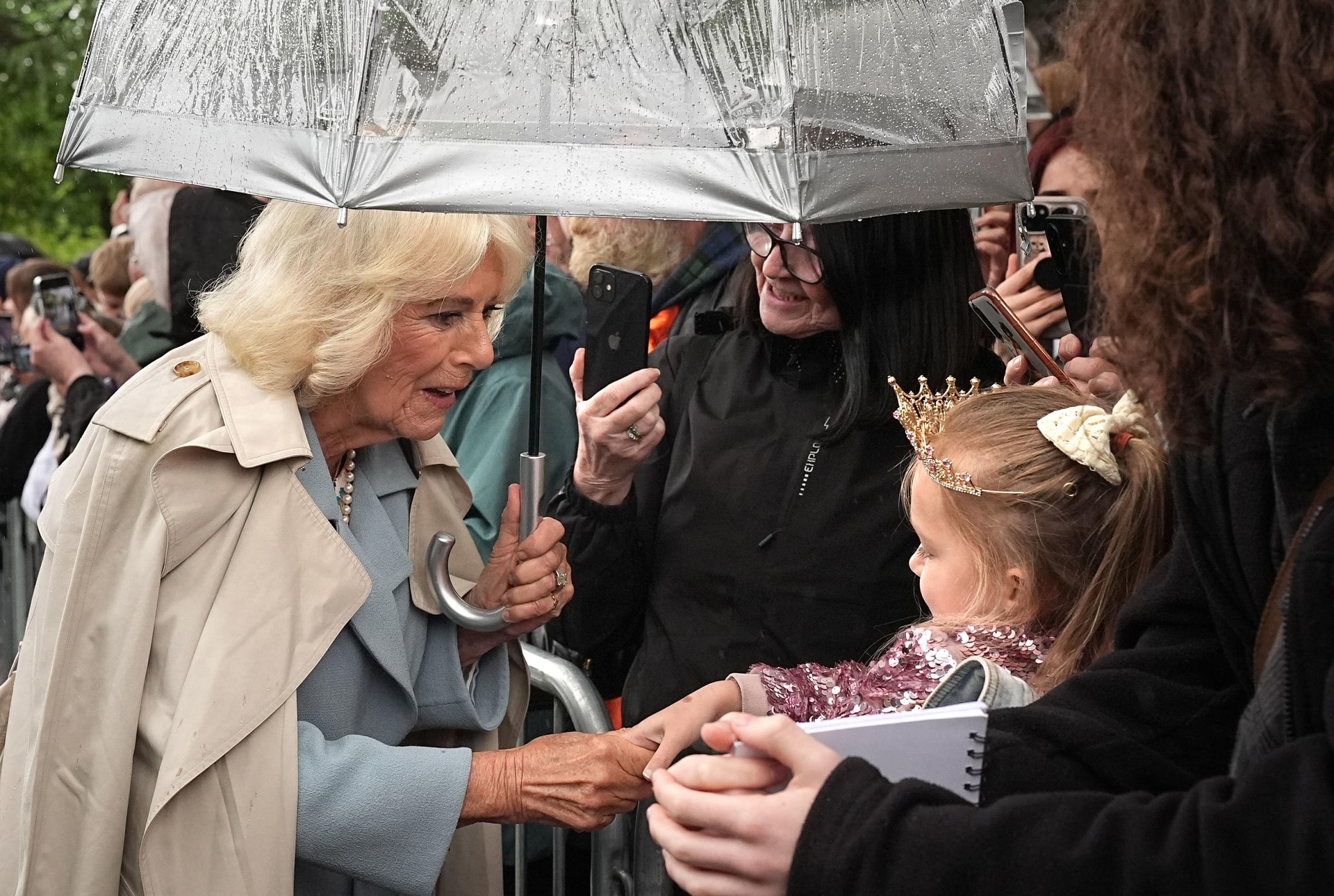 Camilla shook hands with a young well-wisher.