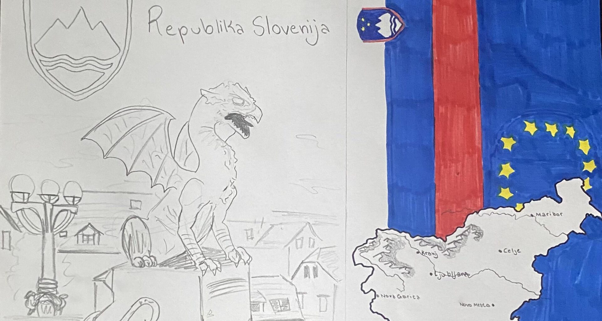 Hand drawn map of Slovenia