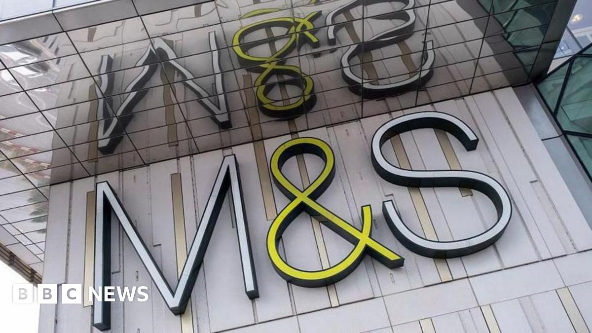 M&S sign on a grey wall