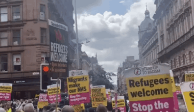 Hundreds gather in Glasgow city centre protest to UKIP ‘mass deportations’ march