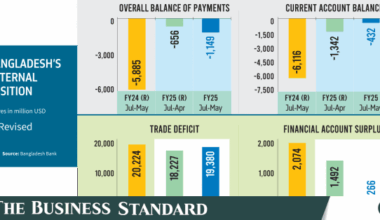Current account deficit shrinks by $5.68b in 11 months of FY25