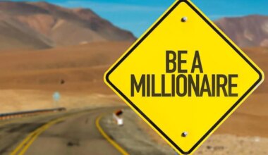 Yellow road sign that reads 'be a millionaire'