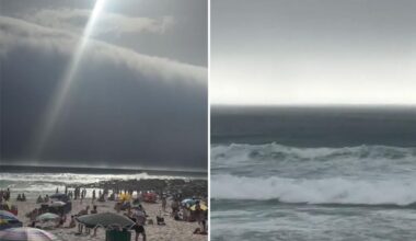 Beachgoers scramble as rare 'tsunami roll' hits Portugal coast