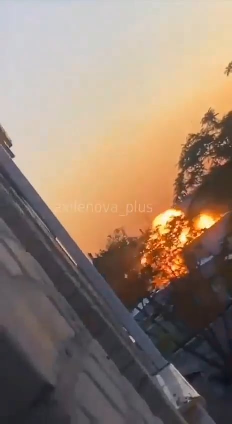 Footage of two Ukrainian drones attacking the Azov Optical-Mechanical Plant in Rostov Oblast, Russia, including a new Ukrainian strike drone