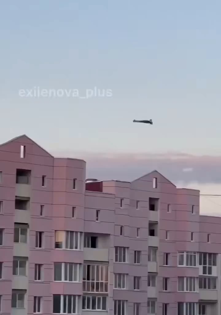 Russian civilians recording incoming new Ukrainian "Shahed"-like UAVs in Stavropol, Russia, and attacking the signal radio plant.