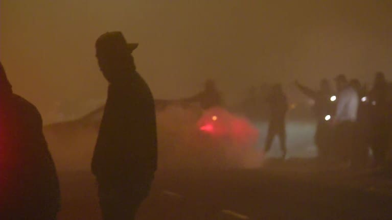 Boy racers do skids at Mangatāwhiri.