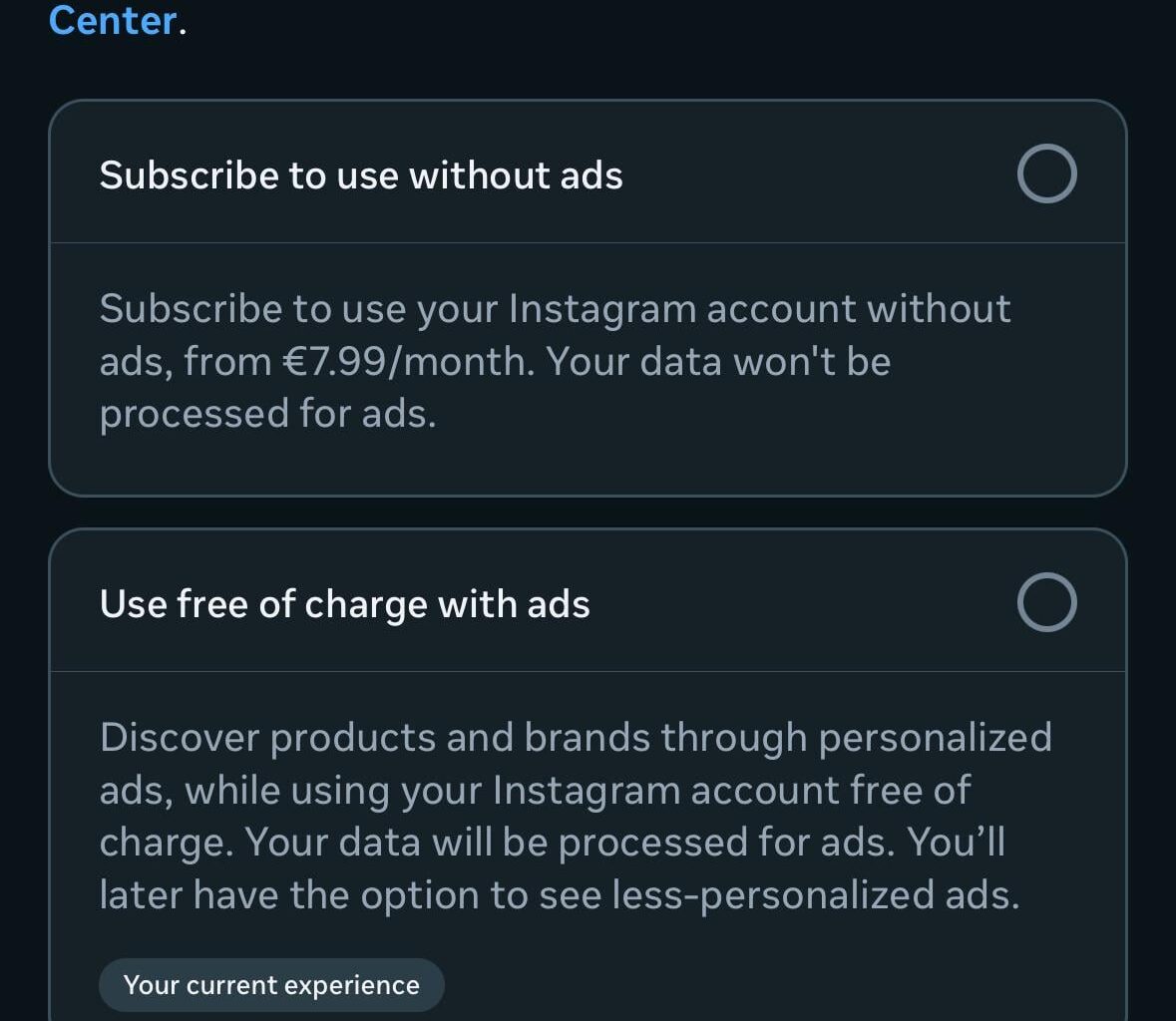 Instagram pay wall